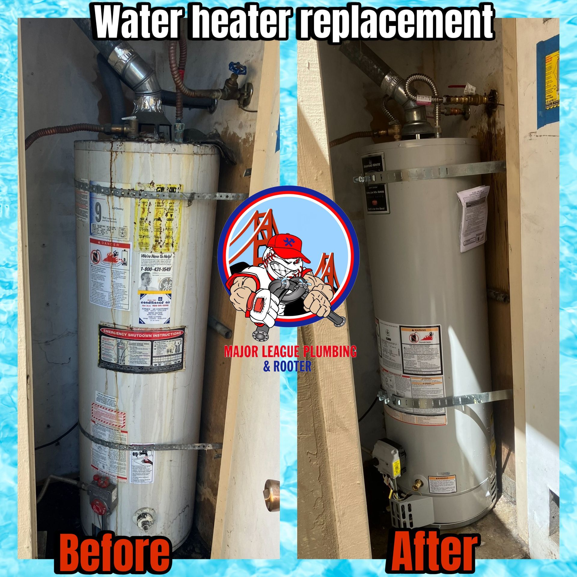 New water heater installation by Major League Plumbing